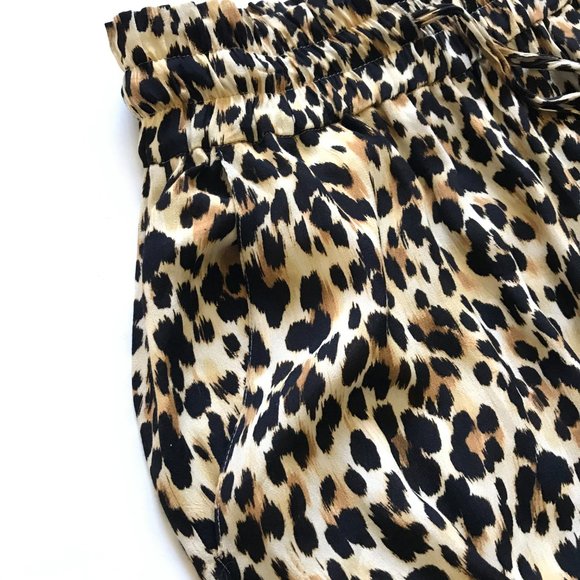Suzie Winkle Tilio Trousers Pants Womens 34 XS Black Tan Leopard Print Wide Leg - Picture 10 of 12